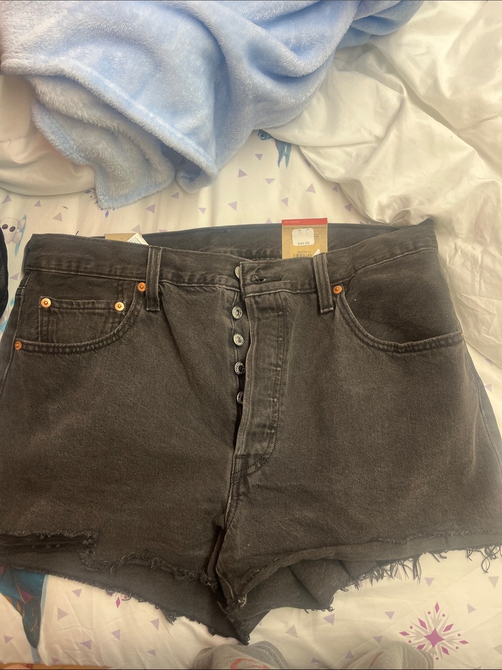 Levi's Black High-Rise Button-Fly Cutoff Jean Shorts